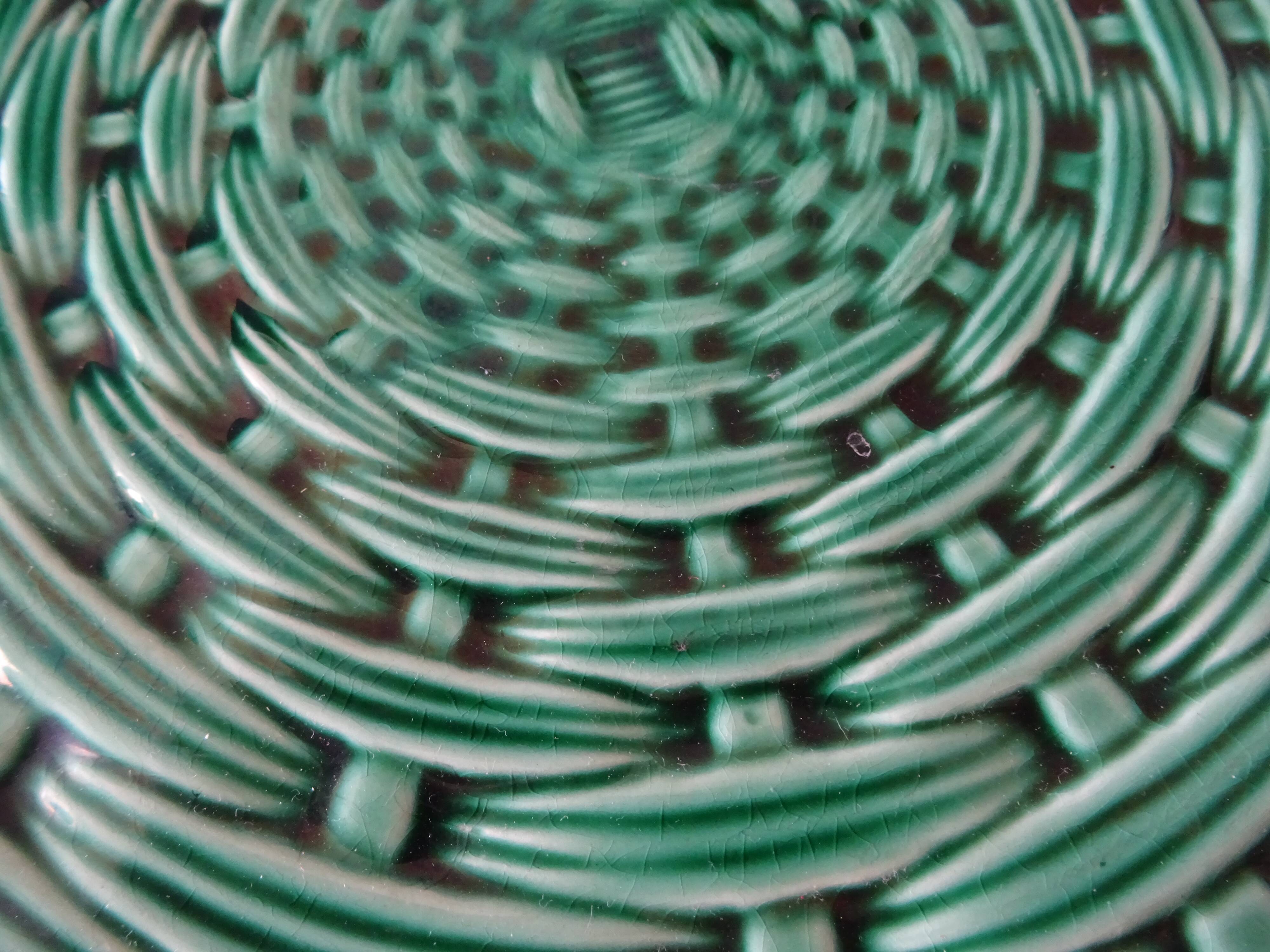 Cake dish pattern basketry earthenware Sarreguemines France