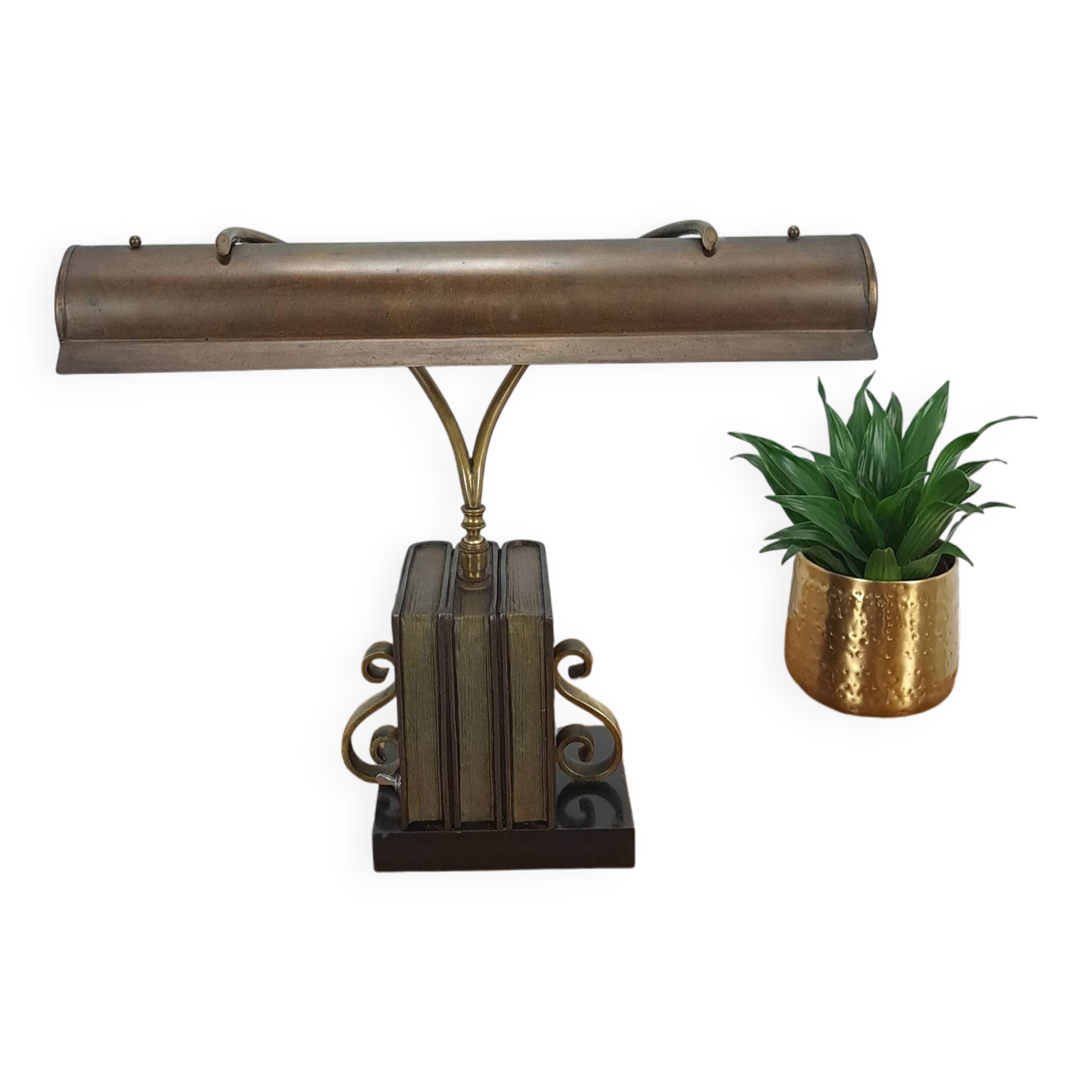 Lampe de bureau en bronze, lampe de banquier
