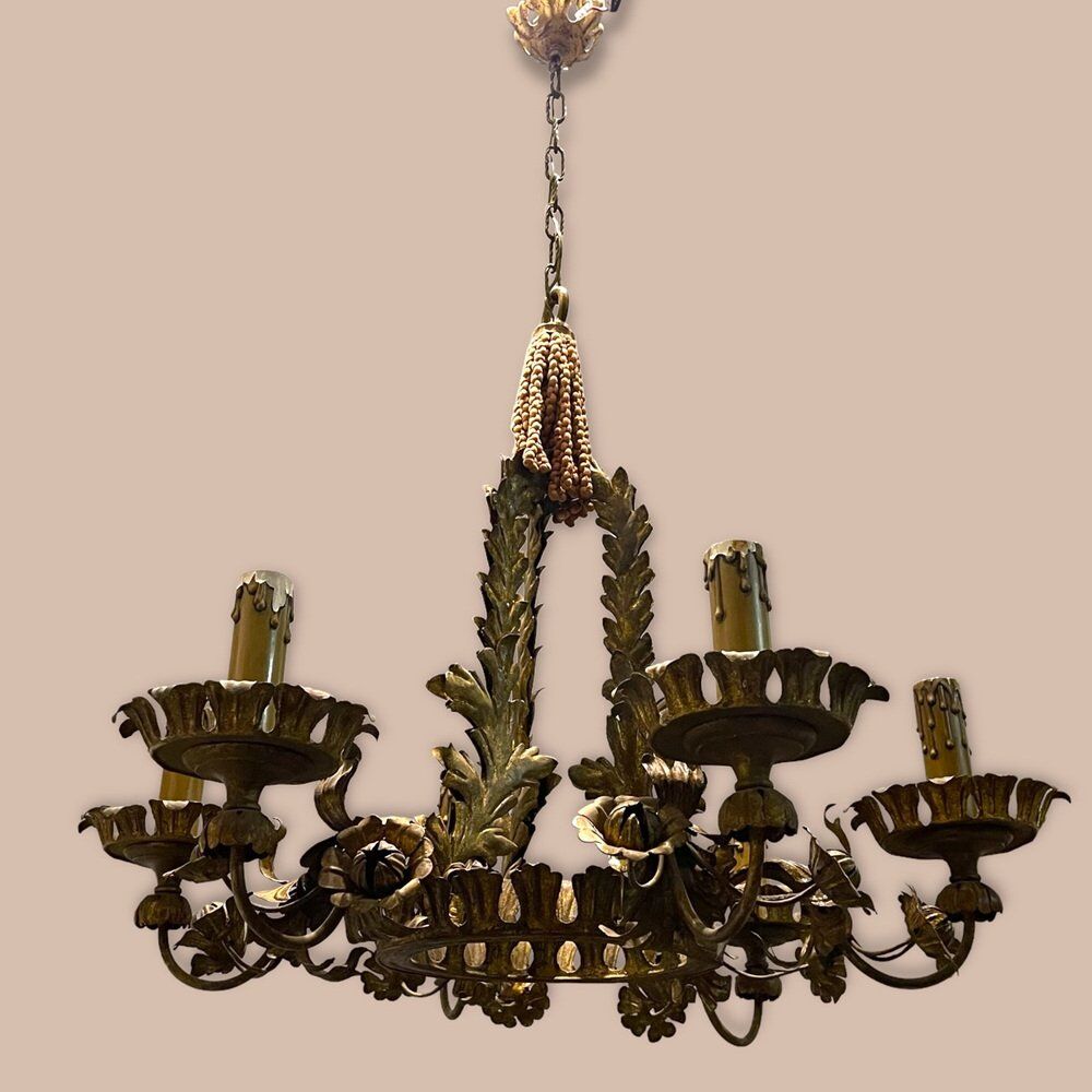 Italian tole chandelier, 1940s