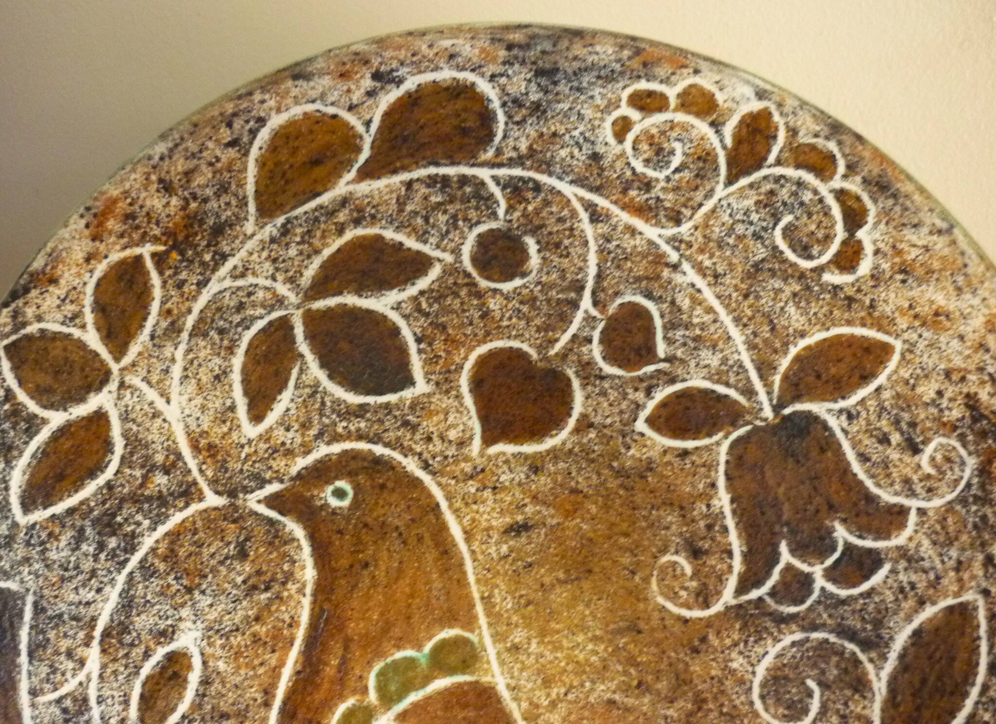 Enamelled ceramic plate, signed Bernard Buffat design from the 60s/70s