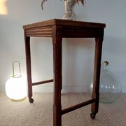 Vintage wooden wheeled side table/console