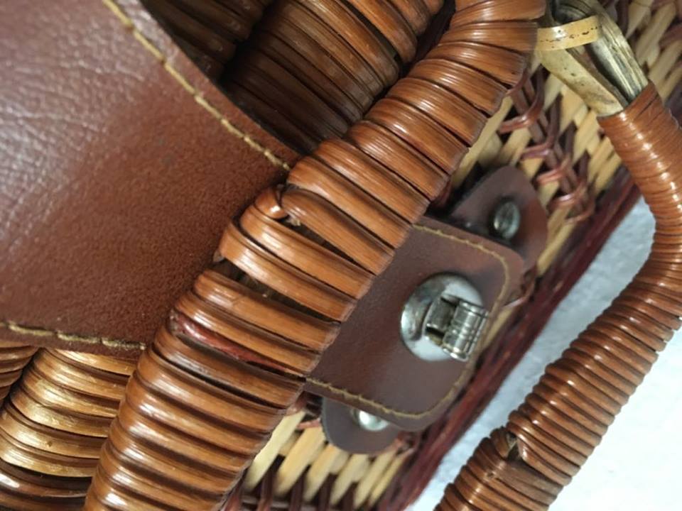 Two tone wicker suitcase