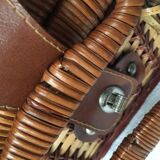 Two tone wicker suitcase