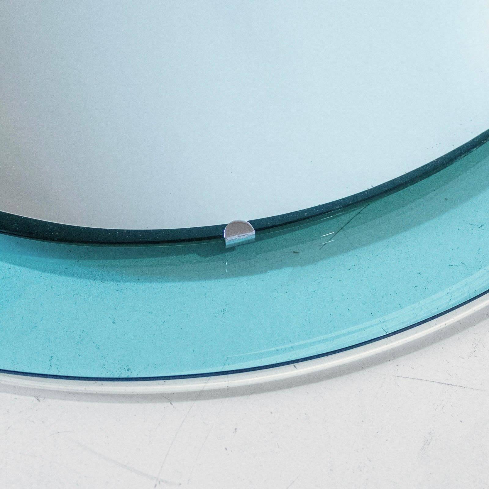 Vintage Beveled Glass Oval Mirror by A. Lupi for Cristal Luxor, Italy 1970