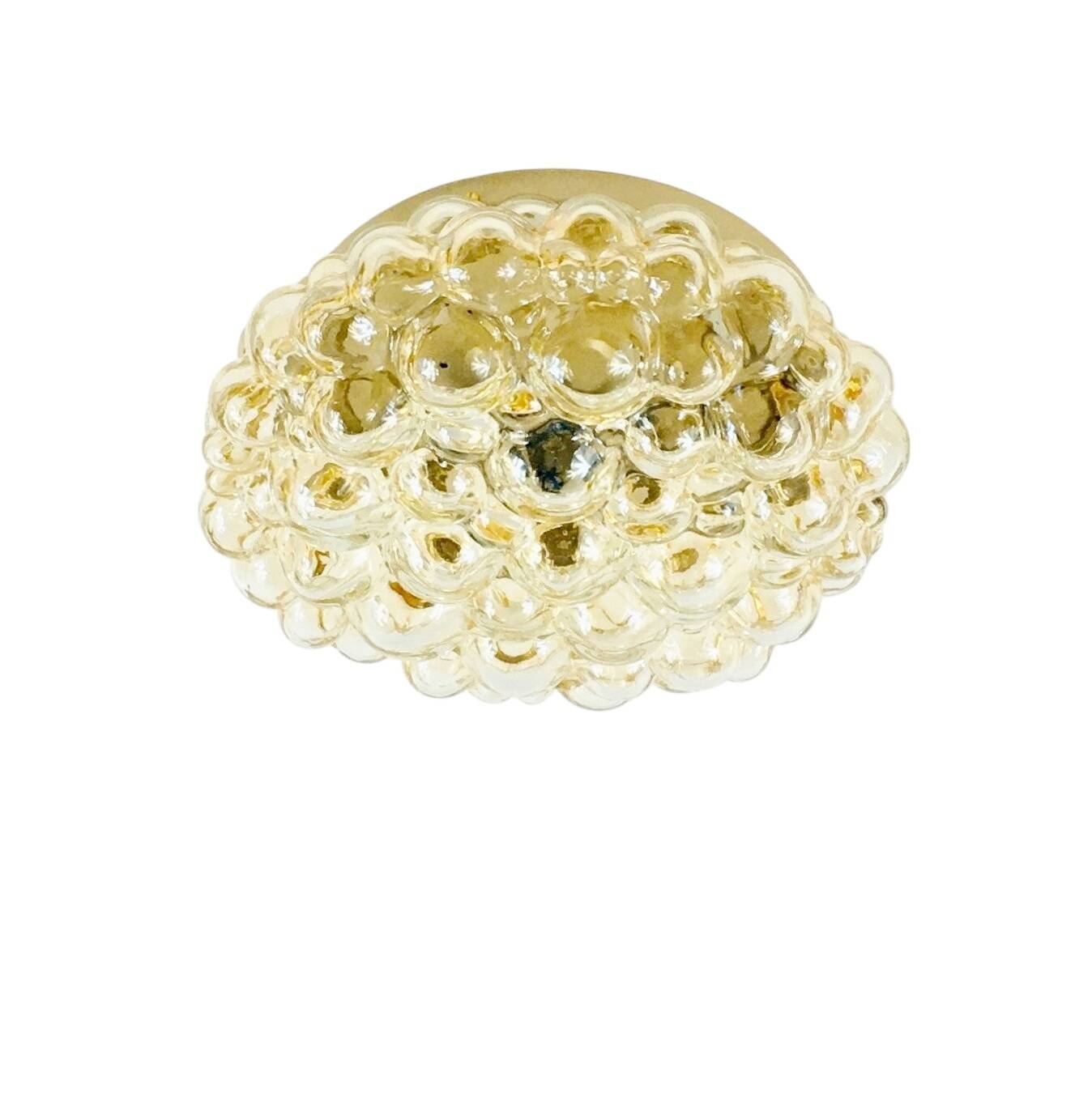 Large Amber Bubble Glass & Brass Ceiling Light By Helena Tynell For Limburg, Germany, 1960s