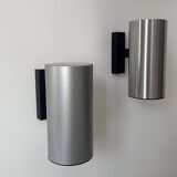 Pair of vintage wall lights, brushed metal, Bur Leucthen Germany 1970