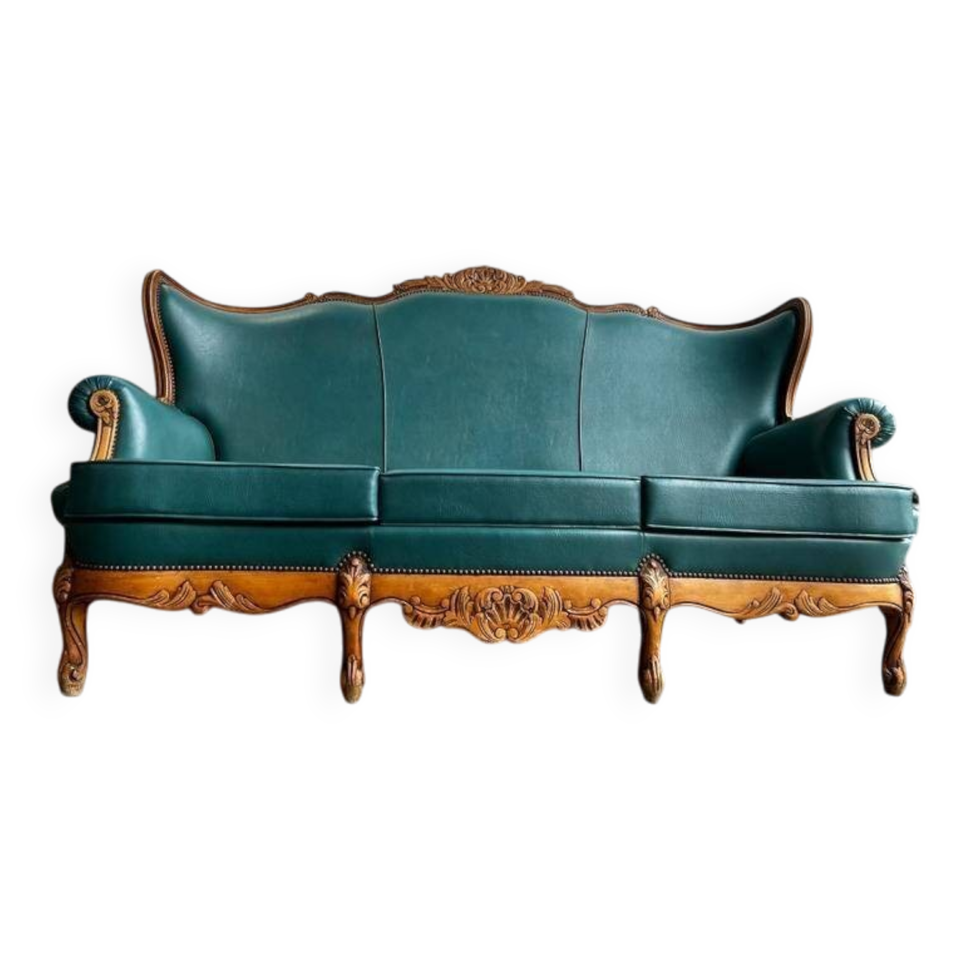 Vintage turquoise baroque armchair / sofa / couch