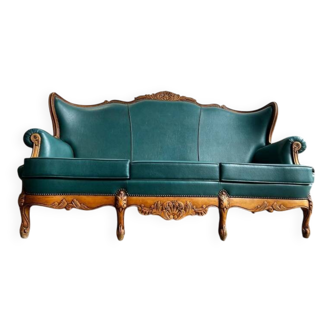 Vintage turquoise baroque armchair / sofa / couch