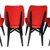 Set of 4 red quilted skai chairs year 50