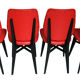 Set of 4 red quilted skai chairs year 50