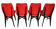 Set of 4 red quilted skai chairs year 50