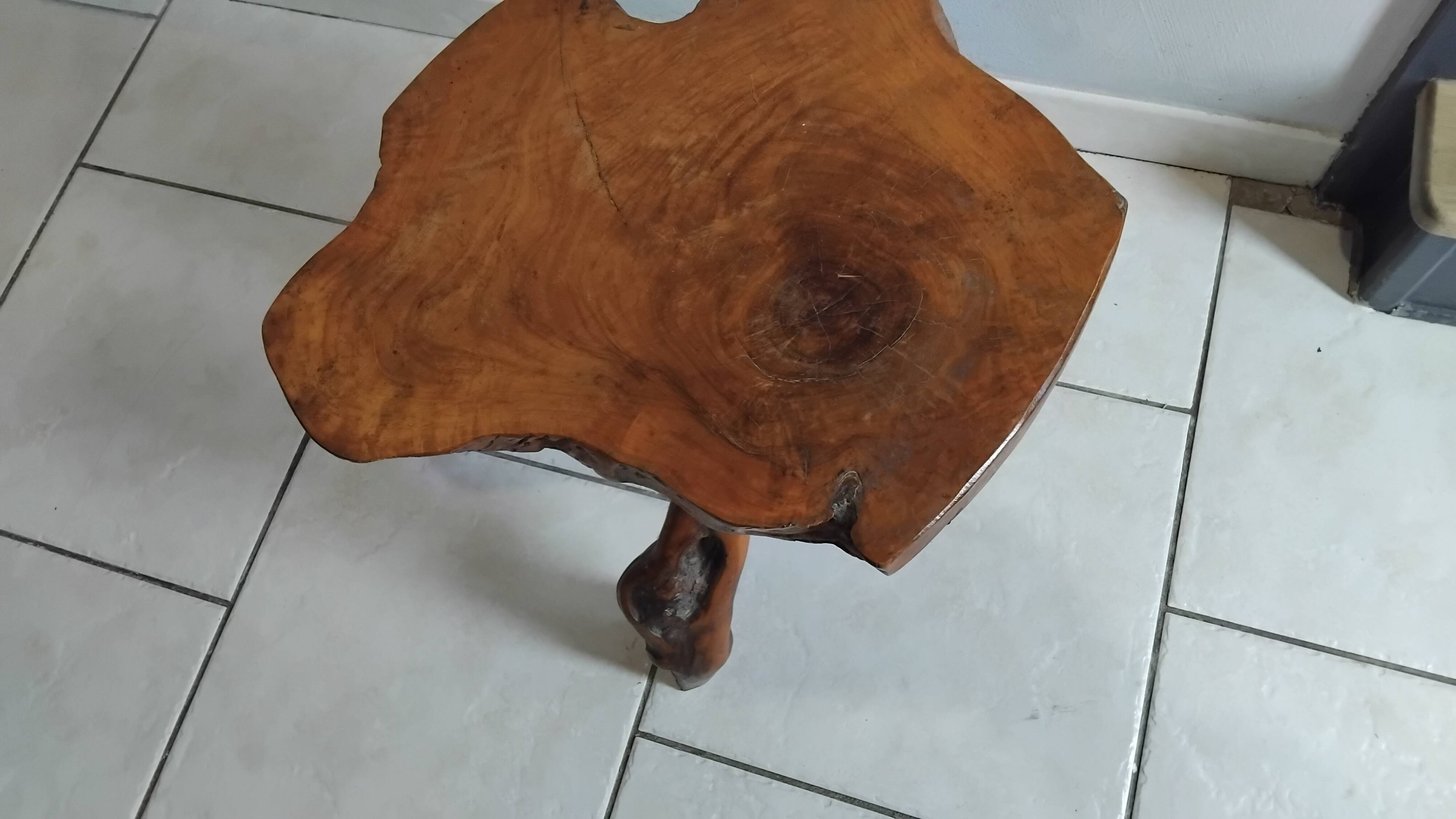 Small vintage brutalist wooden coffee table