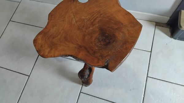 Petite table basse bois brutaliste vintage