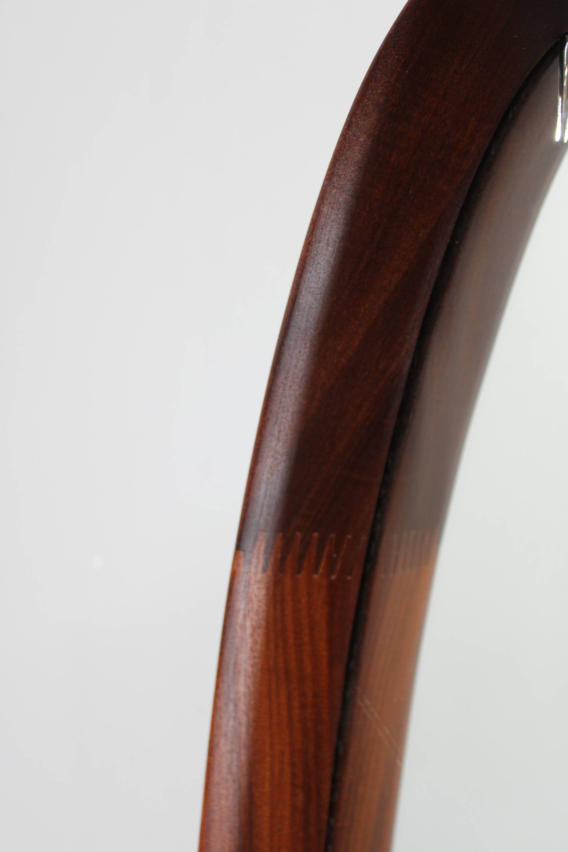 Italian mid-century oval teak wall mirror, 1980s