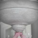 Whitewashed effect torchiere on wood