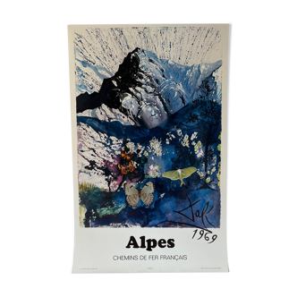 Affiche originale SNCF Alpes 1970 par Dali