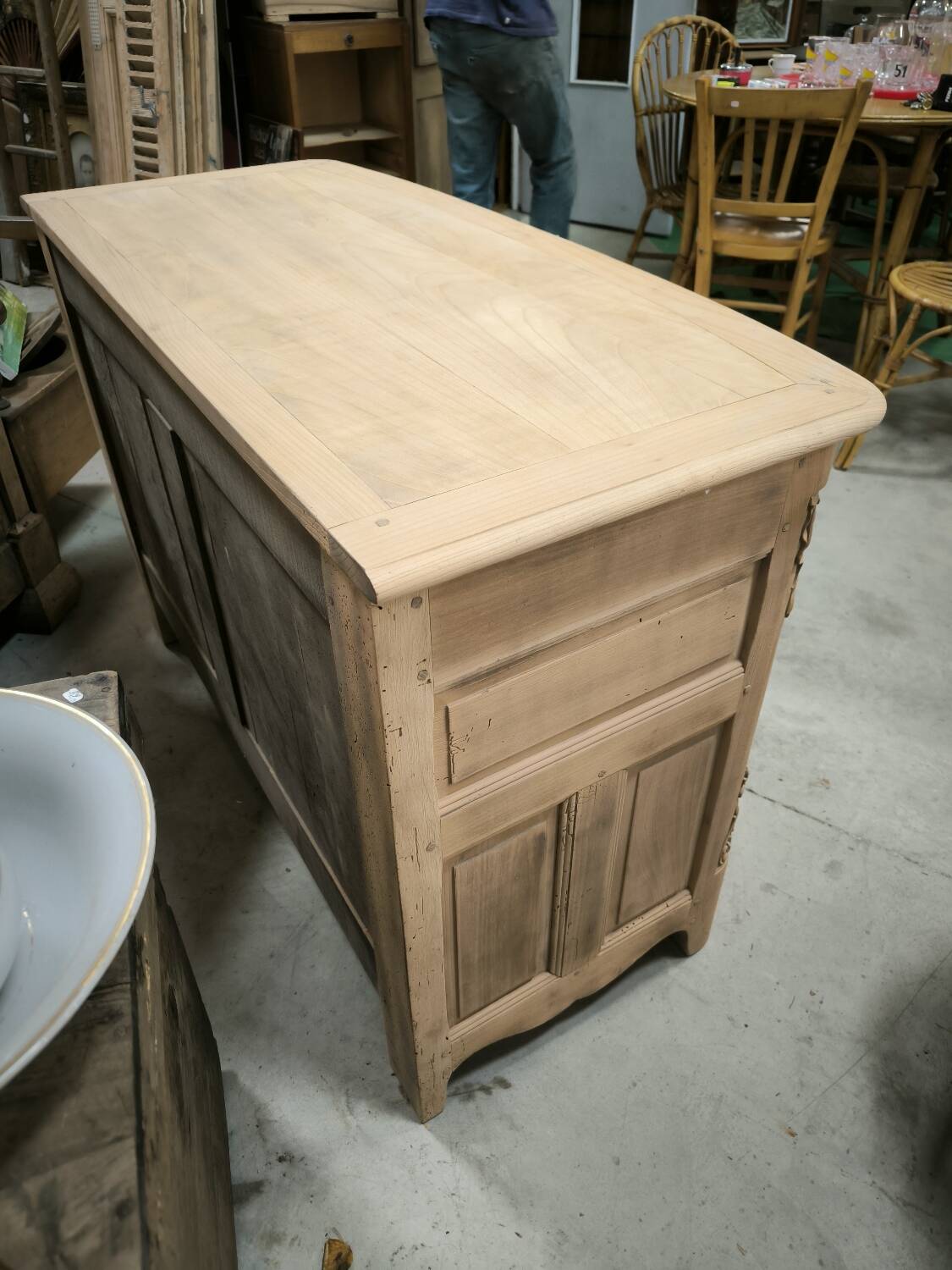 Louis XIV style natural solid cherry wood chest of drawers