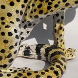 Terracotta ceramic cheetah or leopard statue, 1950s