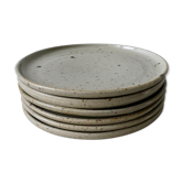 Set of 6 dessert plates or starter, made of sandstone, signed