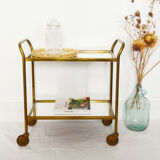 Service with mirror glass and brass wheels 60s