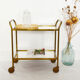 Service with mirror glass and brass wheels 60s