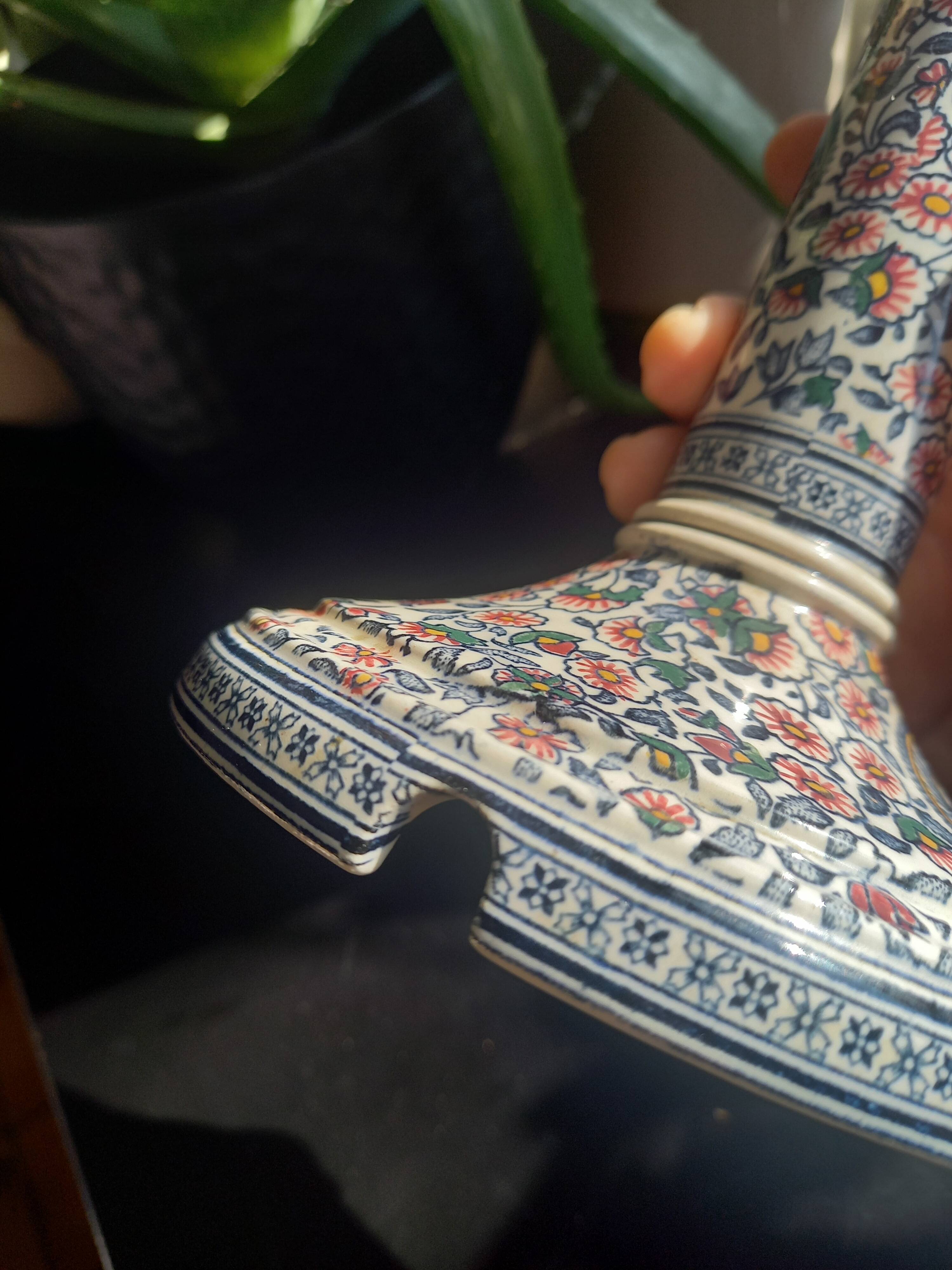 Gien earthenware lamp base, vintage Cachemire model