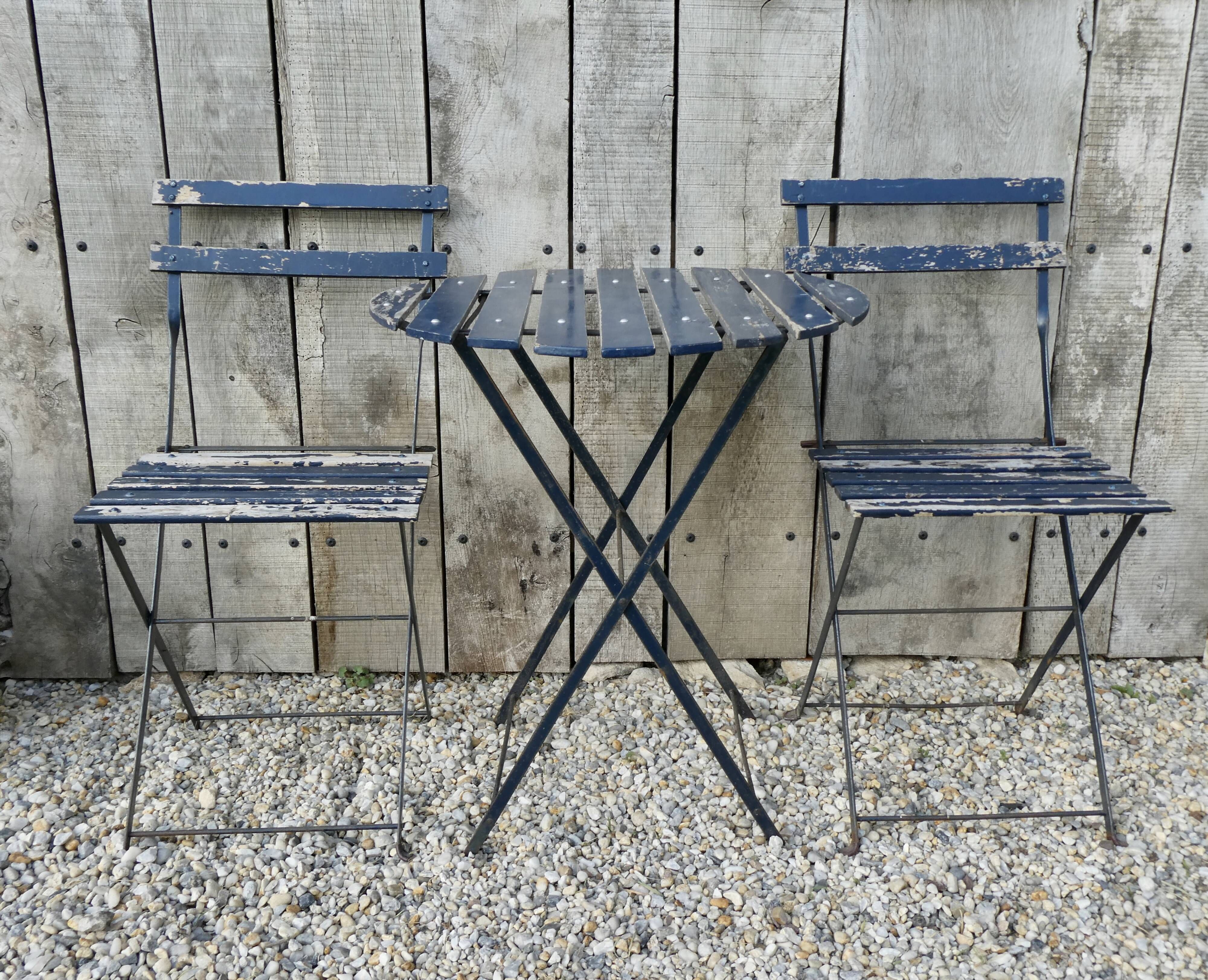 Wooden and metal garden lounge set
