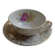 Large porcelain cup from Bavaria with a pearlescent finish and rose decorations.
