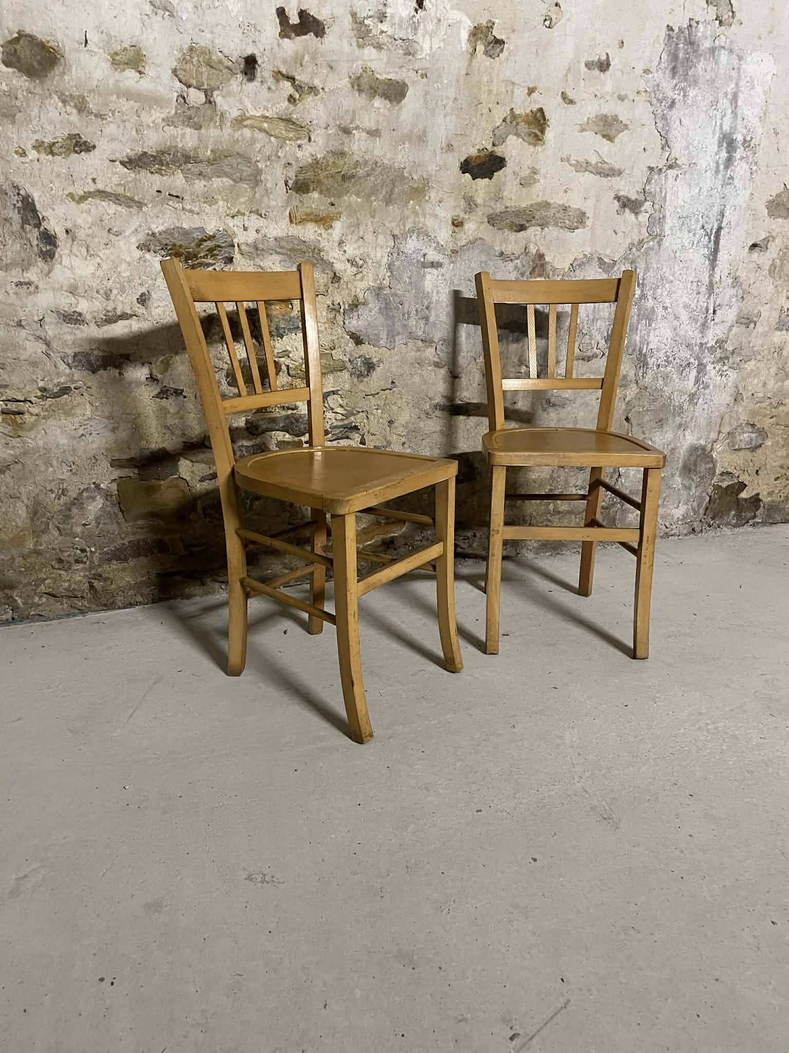 Pair of vintage wooden chairs – bistro style
