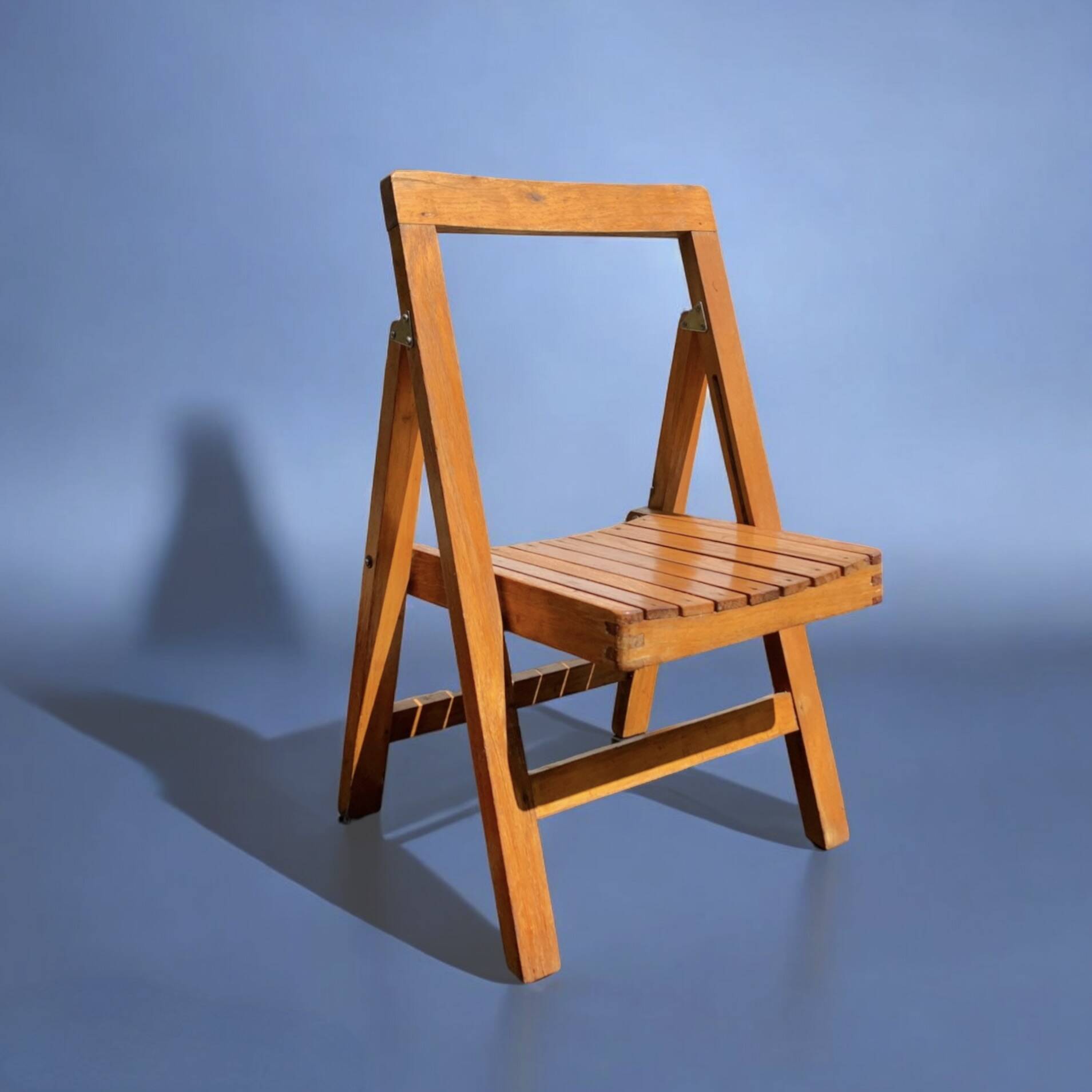 Antique varnished wooden folding chair for children