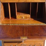 3-in-1 furniture: chest of drawers, secretary, and display cabinet, in walnut.