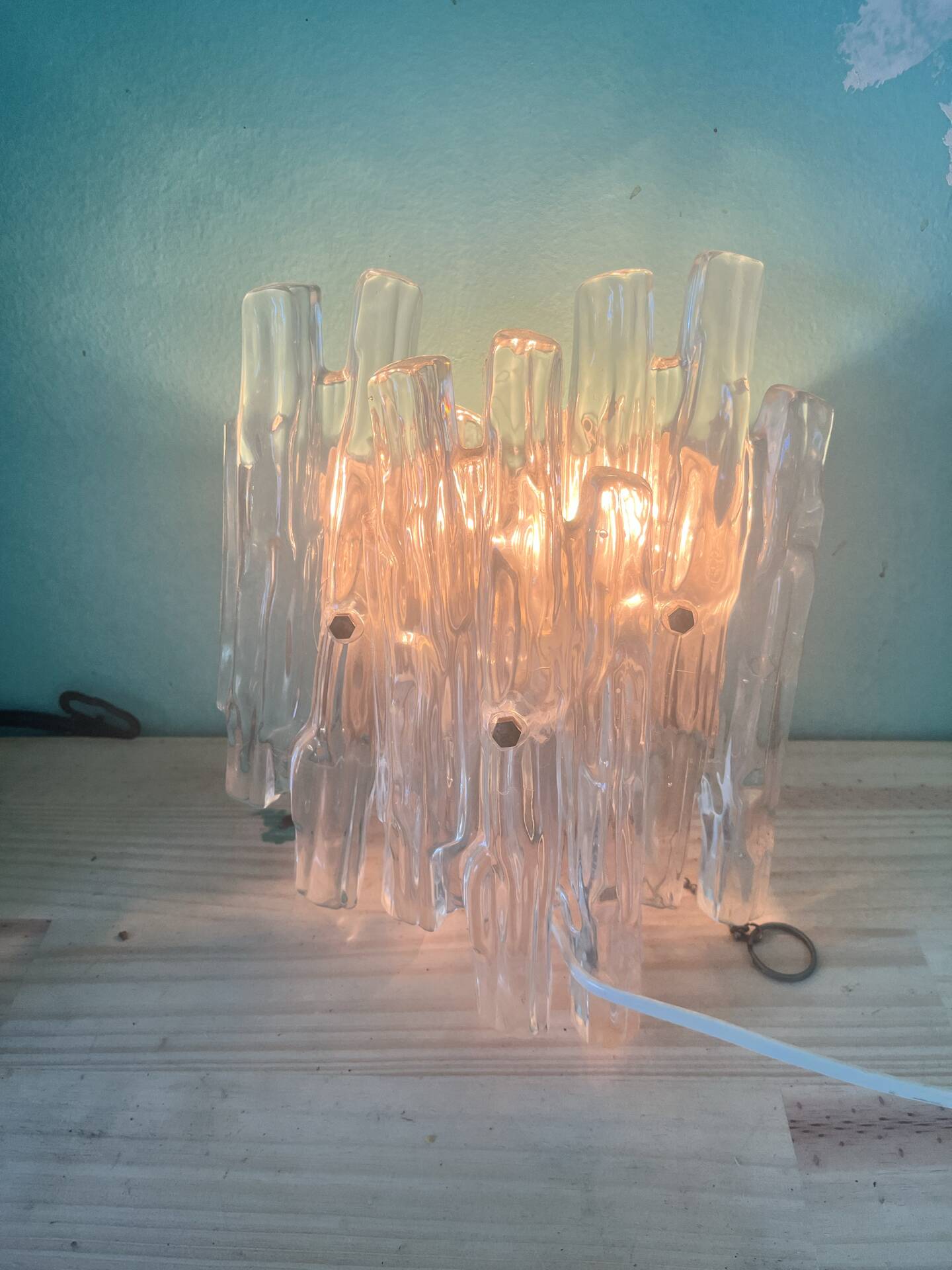 Brutalist style lucite wall light by Kalmar