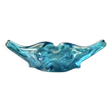Vintage blue blown glass ashtray