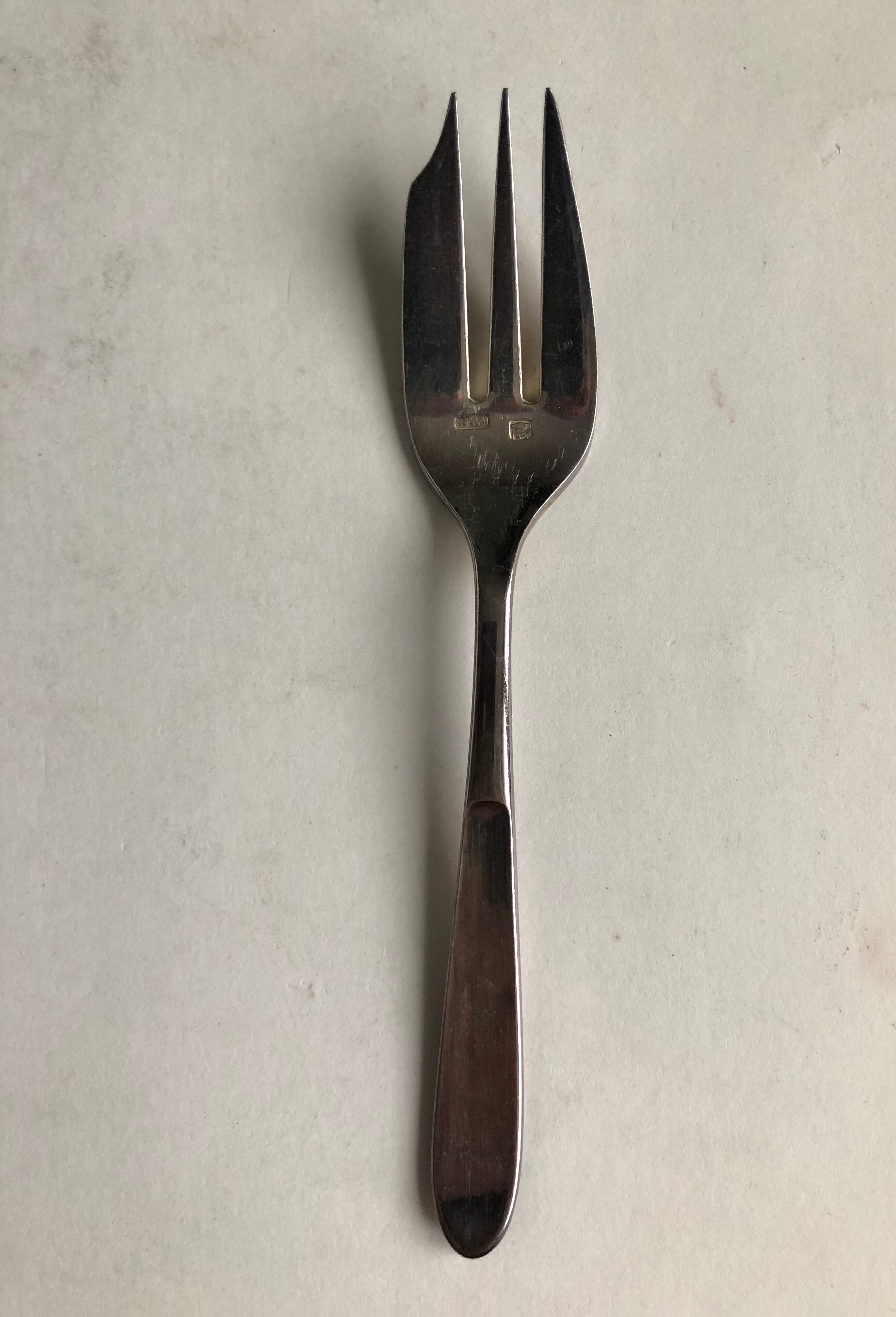 Set of 12 silver metal dessert forks