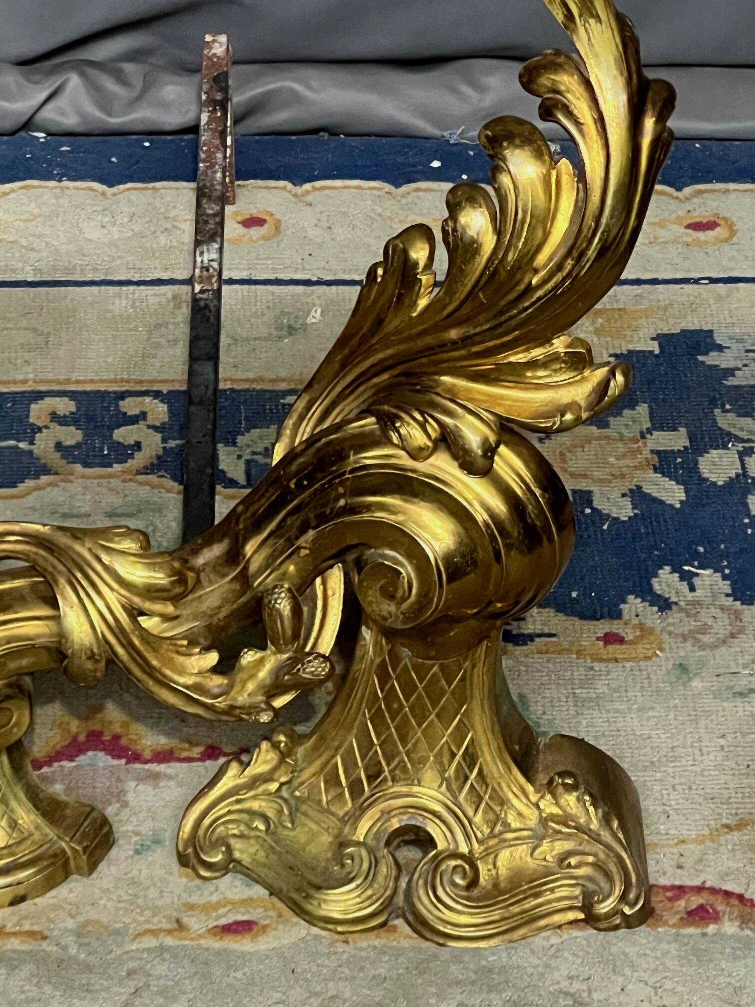 Solid gilded bronze log holder.