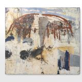 Set of 2 abstract paintings titled “Fyrhat” by the Belgian Artist Nico de G