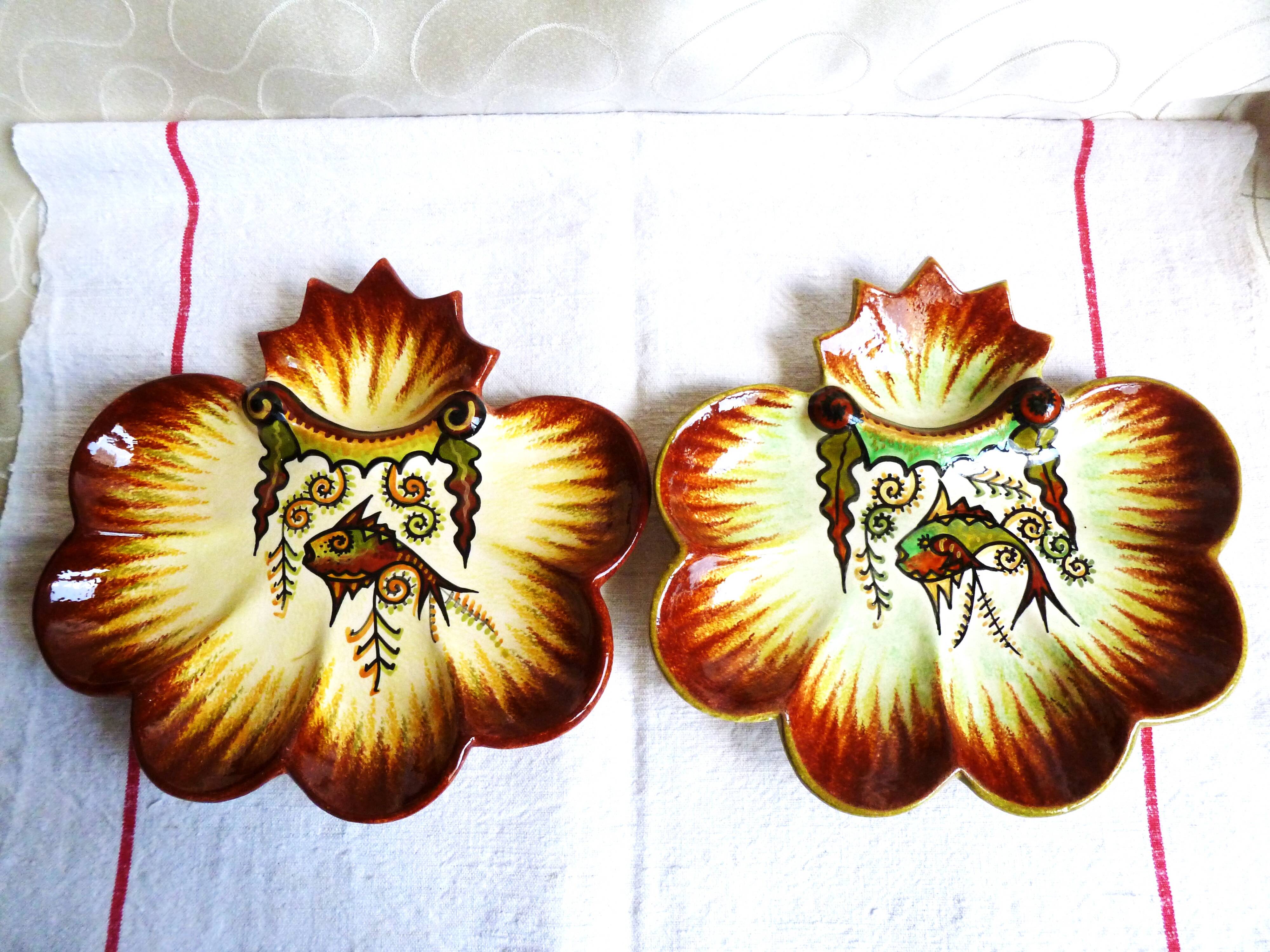 Quimper oyster plates, seafood plates, wall plate