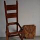 4 brutalist oak rush seat chairs | France | 1960s