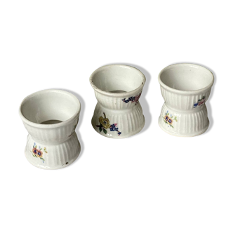 Lot de 3 coquetiers diabolo anciens porcelaine art de la table collection vintage