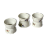 Set of 3 old diabolo egg cups porcelain tableware vintage collection