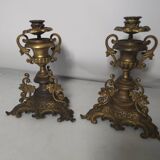 Bougeoirs en bronze avec grappes de raisins (la paire )