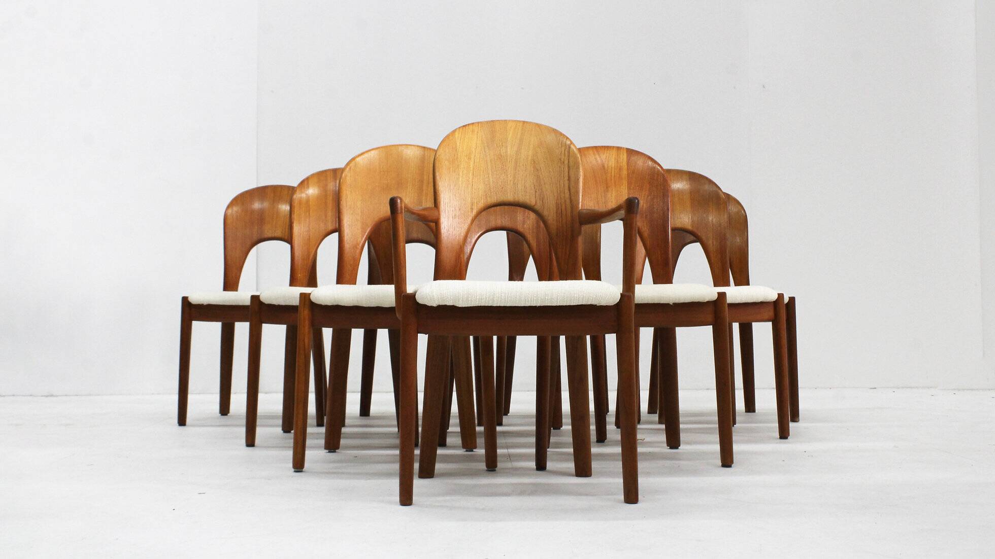 Vintage Danish dining chairs by Niels Koefoed solid teak, set of 10