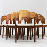 Vintage Danish dining chairs by Niels Koefoed solid teak, set of 10