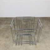 Chrome metal magazine rack by Willi Glaeser for TMP, 1980s.