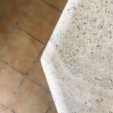 Travertine and wrought iron dining table