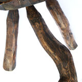 Brutalist folk art stool in solid wood