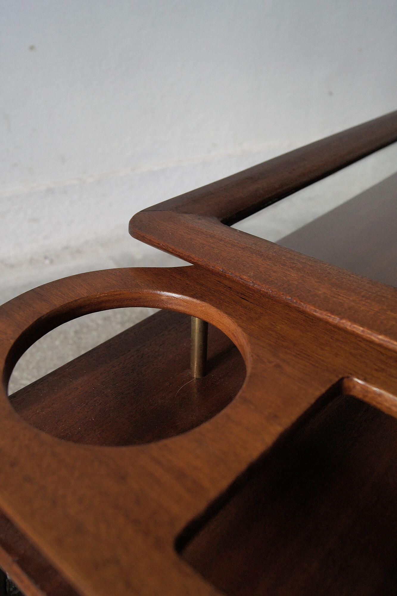 Italian Modern Mahogany Bar Cart with Serving Tray