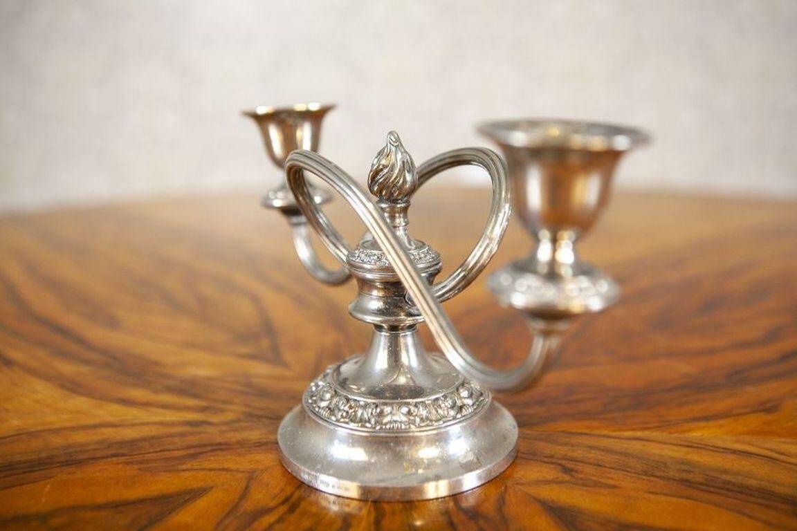 Silver-Plated Two-Armed Candleholder, 1940s
