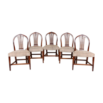 Suite de 5 chaises antiques George IV en acajou géorgien avec dossier