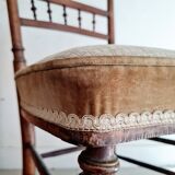 Antique chair turned wood sitting velvet flowers